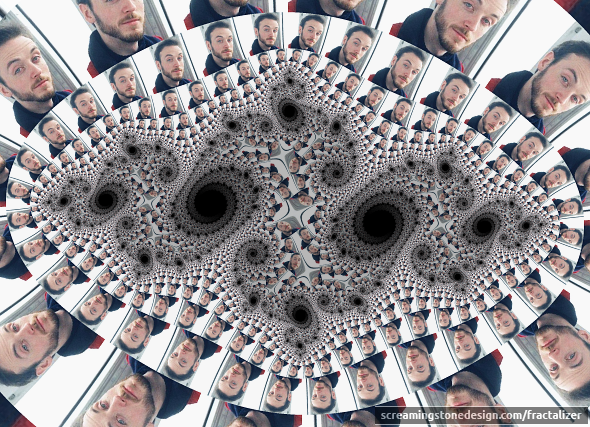 A handsome man in a Julia Set fractal