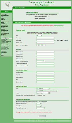 Member registration page