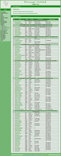 Judges list page