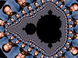 A photo of Clifford Pickover tessellated in a Mandelbrot Set fractal