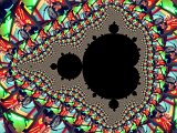A photo of James O’ Toole tessellated in a Mandelbrot Set fractal
