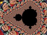 A photo of Robin Hilliard tessellated in a Mandelbrot Set fractal