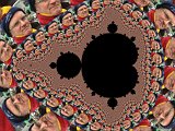 A photo of Robin Hilliard tessellated in a Mandelbrot Set fractal