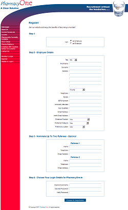Member registration page Member registration page