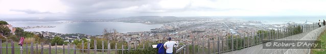 View of Sète and Étang de Thau (left) and the Mediterranean (right) from Mont St Clair