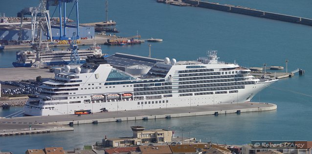 View from Mont St Clair of a cruise ship in Sète harbour