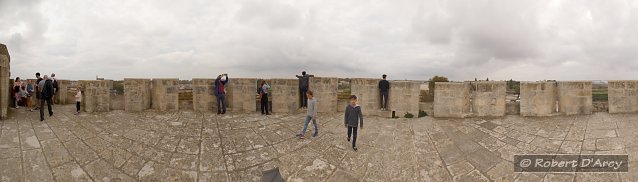 View of the top of one of the towers in the ramparts of Aigues-Mortes