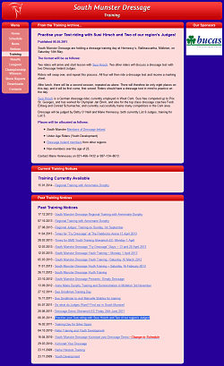 Training page Training page